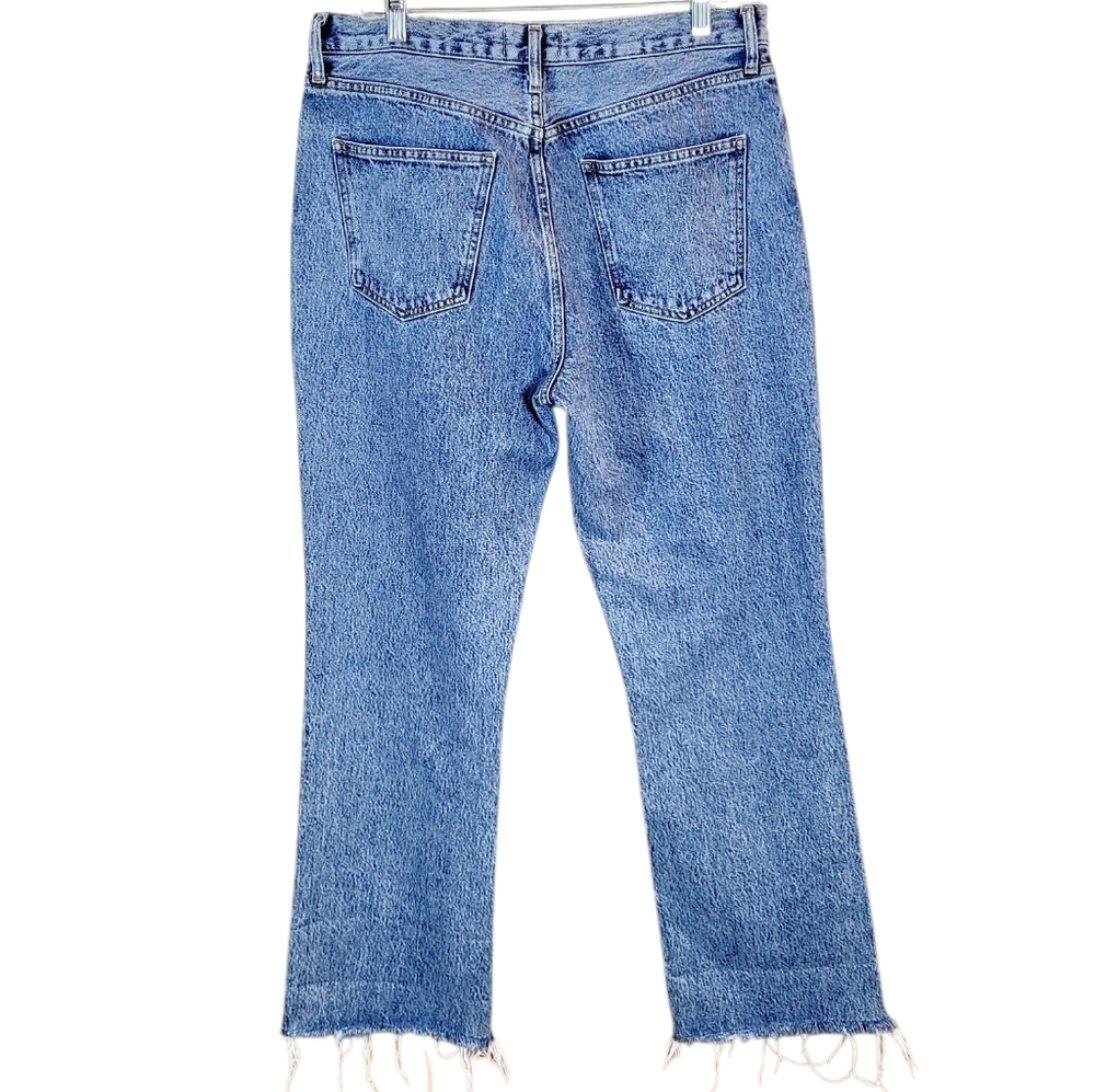 AGOLDE Relaxed Boot Bootcut Raw Hem Vintage Wash Button Fly Denim Jeans Size 30 - Picture 5 of 12